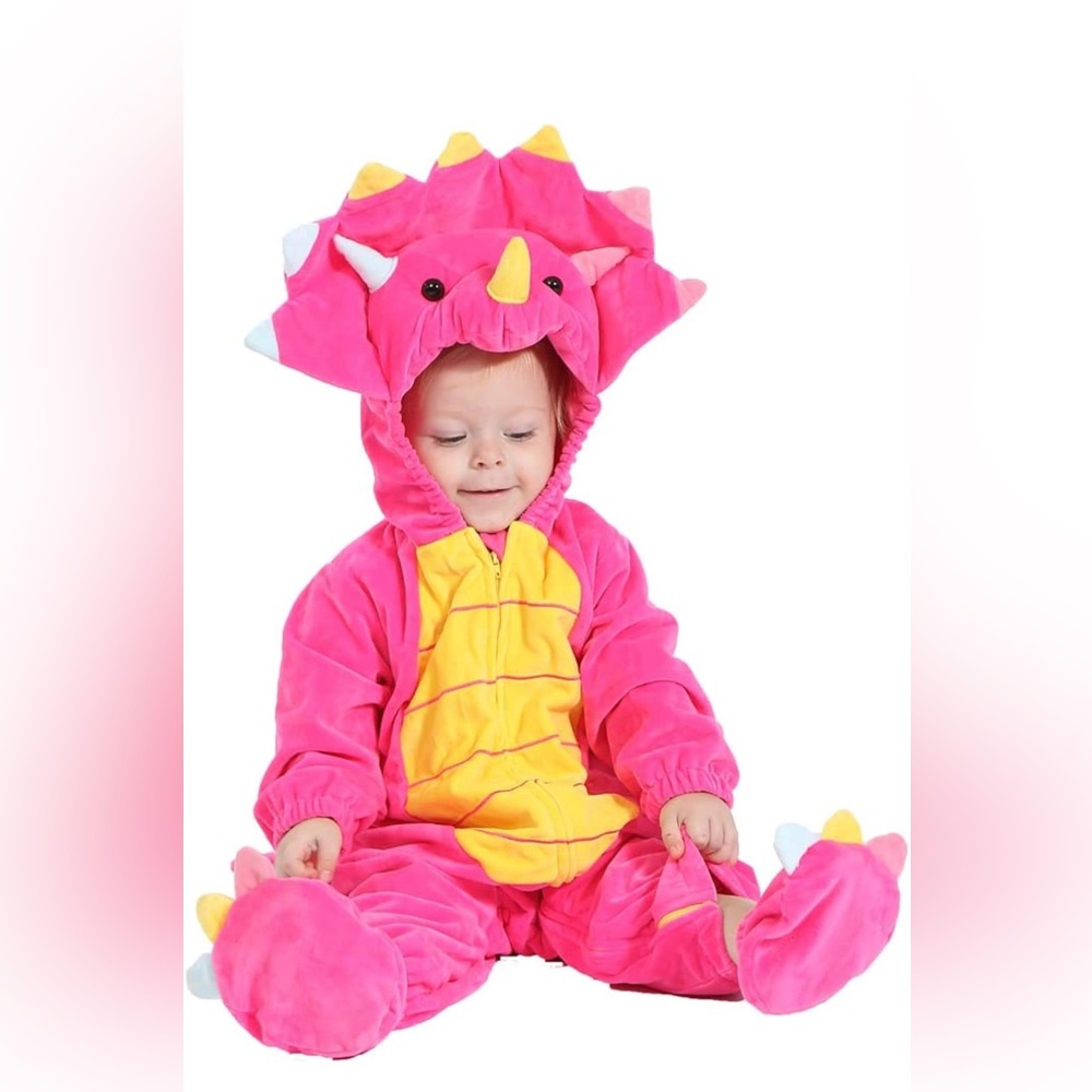 Toddler Girls Pink Triceratops Dinosaur Halloween Costume